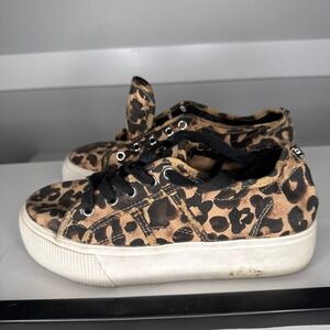 Steve Madden Emmi Sneakers Women Size 6 Leopard Print Platform Canvas EMMI03S1